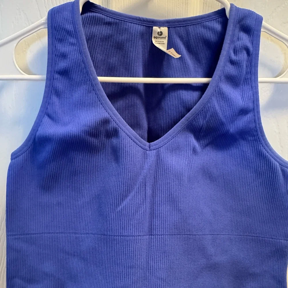 Women’s 90 Degree By Reflex Ribbed Royal Blue Tank: L - Picture 4 of 5